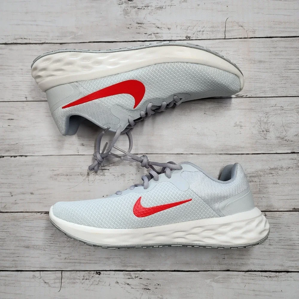 Sz‎ 10 WMNS NIKE Revolution 6 NN Pure Platinum Crimson DC3729 010 No Lid